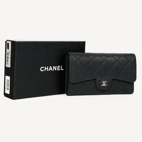 Chanel 13S Noir Caviar Classic Quilted Flap Portefeuille Wallet - Picture 15 of 15